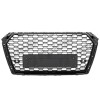 Grila masca fata AUDI A4/S4 (B9), 11.2015-07.2019,cu 2 gauri pentru Senzori de parcare (PDC); Negru stralucitor; fara emblema