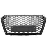 Grila masca fata AUDI A4/S4 (B9), 11.2015-07.2019,cu 2 gauri pentru Senzori de parcare (PDC); Negru stralucitor; fara emblema