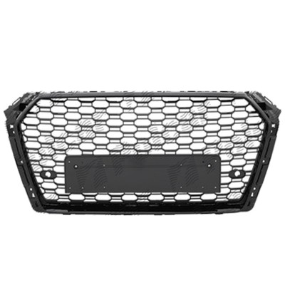 Grila masca fata AUDI A4/S4 (B9), 11.2015-07.2019,cu 2 gauri pentru Senzori de parcare (PDC); Negru stralucitor; fara emblema foto