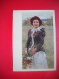 HOPCT 23407 FATA CU BUCHET DE FLORI- ILIA EFIMOVICI REPIN 1844-1930 --MUZEE RUSIA - CP PICTURA --NECIRCULATA