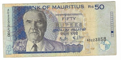 Bancnota 50 rupees 1999 - Mauritius foto