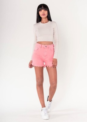 Blugi scurti coral Nina Carter cu terminatii franjurate J231-7 M7 foto
