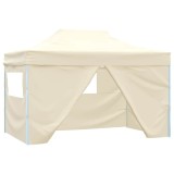 Cort de petrecere pliabil cu 4 pereți, crem, 3 x 4 m, oțel