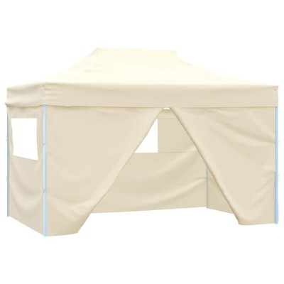 vidaXL Cort de petrecere pliabil cu 4 pereți, crem, 3 x 4 m, oțel foto