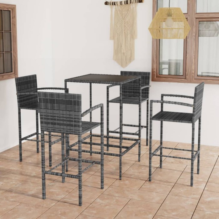 Gossi set mobilier bar de gradina, 5 piese, gri, poliratan