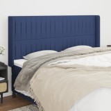 VidaXL Tăblie de pat cu aripioare, albastru, 203x16x118/128 cm, textil