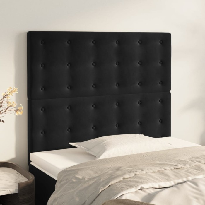 vidaXL Tăblii de pat, 2 buc, negru, 90x5x78/88 cm, catifea 3116804
