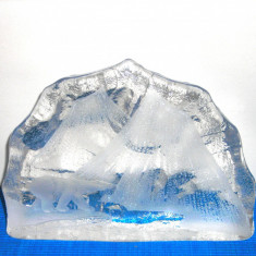 Sculptura bloc cristal masiv gravura manuala - semnata Jim Johnsson, Bergdala