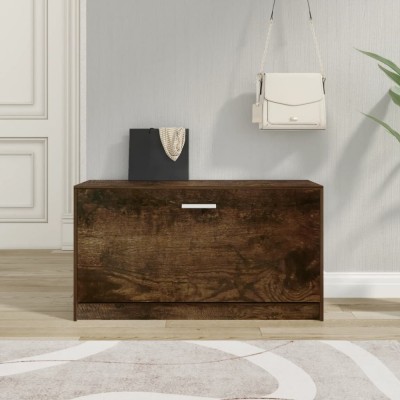 vidaXL Bancă pentru pantofi stejar fumuriu 80x24x45 cm lemn prelucrat 342644 foto