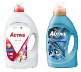 Detergent lichid pentru rufe colorate Active, 3 litri, 60 spalari + Balsam de rufe Active Magic Blue, 1.5 litri, 60 spalari