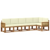 vidaXL Set de canapele de exterior 6 pcs Natural și Crem Poliester 3385256
