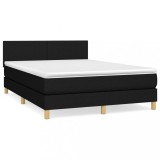 Cumpara ieftin Pat box spring cu saltea, negru, 140x200 cm, textil