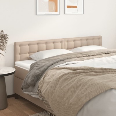 vidaXL Tăblii de pat 2 buc, cappuccino 100x5x78/88 cm piele ecologică 346529 foto