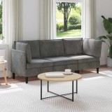 vidaXL Set de mobilier pentru living cu pernă 3 pcs Gri &icirc;nchis Catifea 3413733