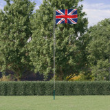VidaXL Steag Marii Britanii și st&acirc;lp din aluminiu, 6,23 m