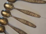Lingurite antique, set 6 buc, placate cu aur si argint MHU, vintage anii '70