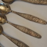 Lingurite antique, set 6 buc, placate cu aur si argint MHU, vintage anii '70