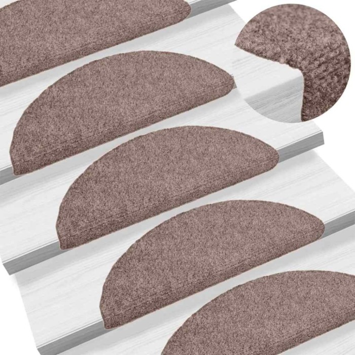 vidaXL Covorașe autoadezive pentru scări, 10 buc., 56x17x3 cm, crem, semirotunde