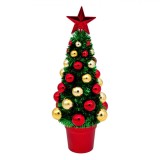 Brad Decorativ Crăciun, Tinsel, Globuri Aurii și Roșii, 31 cm, Multicolor, Oem