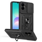 Husa CamShield Asteroid GSM pentru Samsung Galaxy A08 4G / A07 5G, Negru, Protectie Camere, Inel Stand