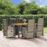 VidaXL Set mobilier de grădină cu perne, 7 piese, gri, poliratan