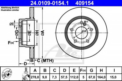 Disc frana MERCEDES C-CLASS T-Model (S204) (2007 - 2014) ATE 24.0109-0154.1 foto