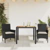 Set mobilier gradina perne 3 piese negru poliratan/lemn acacia GartenMobel Dekor, vidaXL