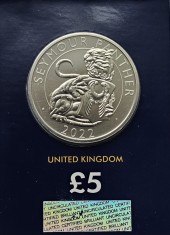 5 pounds 2022 Marea Britanie, 5th Portrait; Seymour Panther, Brilliant unc, Coincard, km#2203