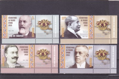 ROMANIA 2018 - FAURITORI AI MARII UNIRI - II, VINIETA 6, MNH - LP 2212 foto