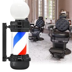 Lampă iluminată cilidrică model Barber Pole negru 68cm