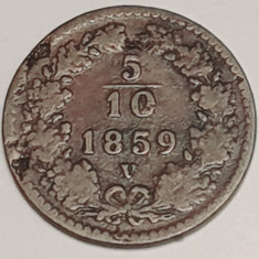 3294 Lombardia Venetia 5⁄10 Kreuzer 1859 monetaria V (Austro-Ungaria) km 2182