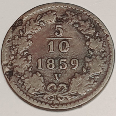3294 Lombardia Venetia 5&amp;frasl;10 Kreuzer 1859 monetaria V (Austro-Ungaria) km 2182 foto