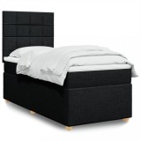 VidaXL Pat box spring cu saltea, negru, 90x200 cm, textil