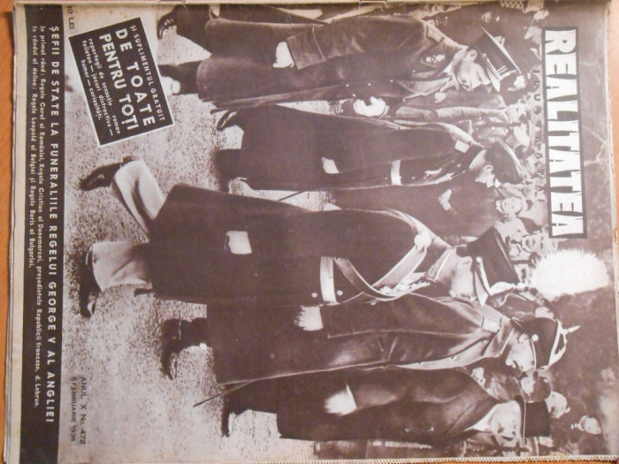 Revista Realitatea Ilustrata, 5 febr. 1936, regele Carol II, funeraliile George