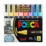 Set 8 Markere POSCA PC-5M , Varf Mediu, Culori Pastelate 1.8, 2.5 mm