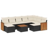 Cumpara ieftin Set canapele de gradina cu perne, 10 piese, negru, poliratan