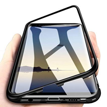 Husa Samsung Galaxy S8 , Magnetica Negru, Perfect Fit cu spate de sticla securizata premium
