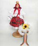 Set Botez Traditional , Costum Traditional Fetite Floral - 2 piese costumas si lumanare, Ie Traditionala