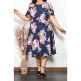 Rochie in clos cu imprimeu Gloris Roze - 62Marimea