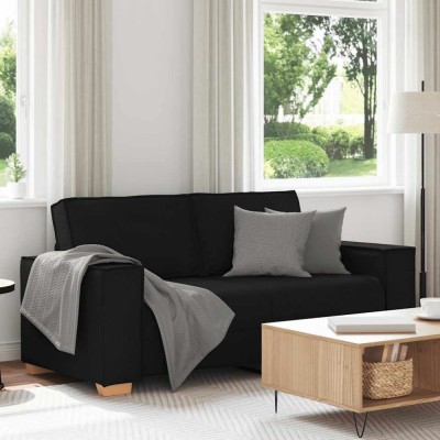 vidaXL Canapea cu 2 locuri, neagră, 140 cm, material textil foto