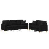Cumpara ieftin Set de canapele cu perne, 2 piese, negru, material textil