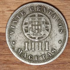 Angola - moneda de colectie rara - 4 macutas 1928 - stare buna, tiraj 500k