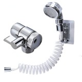 Set extensie de dus, flippy, pentru baterie baie sau bucatarie, 4 piese, filtru de ioni negativi, furtun flexibil de 1.5 metri, argintiu