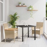 VidaXL Set de dining pentru grădină, 3 piese, marca , cu perne bej din rattan sintetic