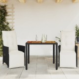 Gossi set bistro cu perne, 3 piese, negru, poliratan