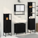 vidaXL Set Mobilier Baie 4 Piese Stejar Negru Lemn Ingineresc