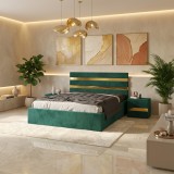 Pat Tapitat Adria Verde Cu Noptiere Tapitate ⭐Model elegant