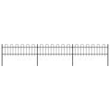 vidaXL Gard de grădină cu v&acirc;rf curbat, negru, 5,1 x 0,6 m, oțel