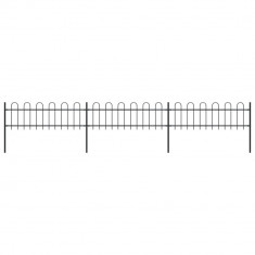 vidaXL Gard de grădină cu vârf curbat, negru, 5,1 x 0,6 m, oțel