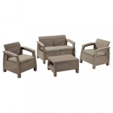 Cumpara ieftin Set mobilier de grădină Corfu, culoare cappuccino, cu pernă nisip